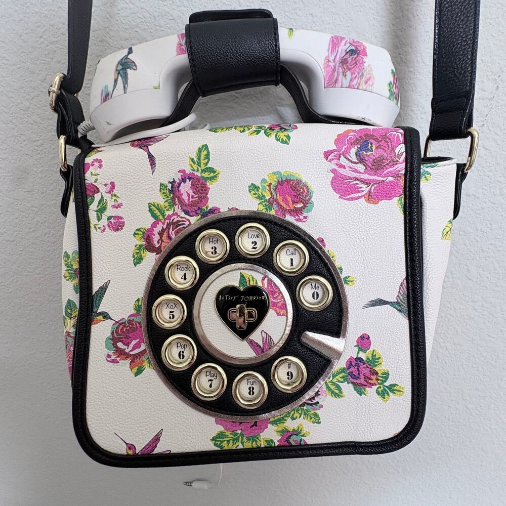 Betsey Johnson Kitsch Hummingbird Hotline Rotary Phone Crossbody Phone Purse